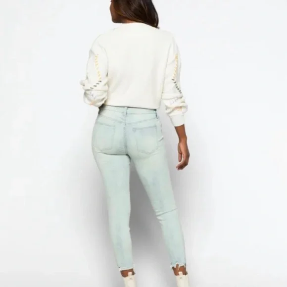 PISTOLA | Arielle Light Wash Paint Splatter Skinny Jeans 28 - Picture 3 of 13